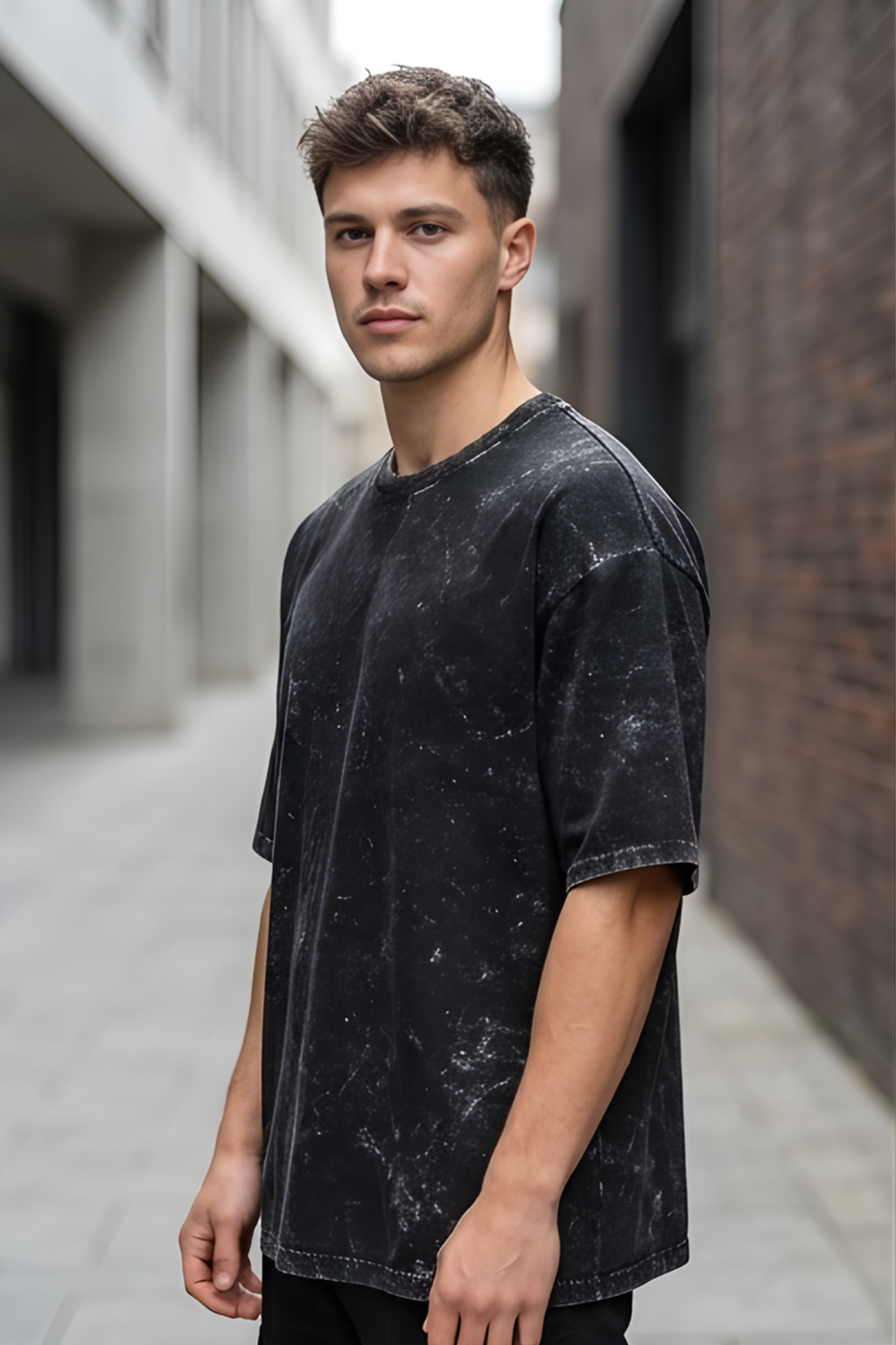 Black Acid Washed Oversized T-Shirt