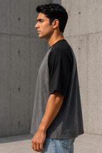 Black Charcoal Melange Oversized Raglan T-Shirt