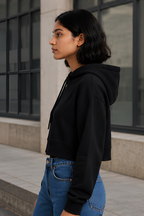 Black Female Cropped Hoodie