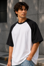 Black White Oversized Raglan T-Shirt