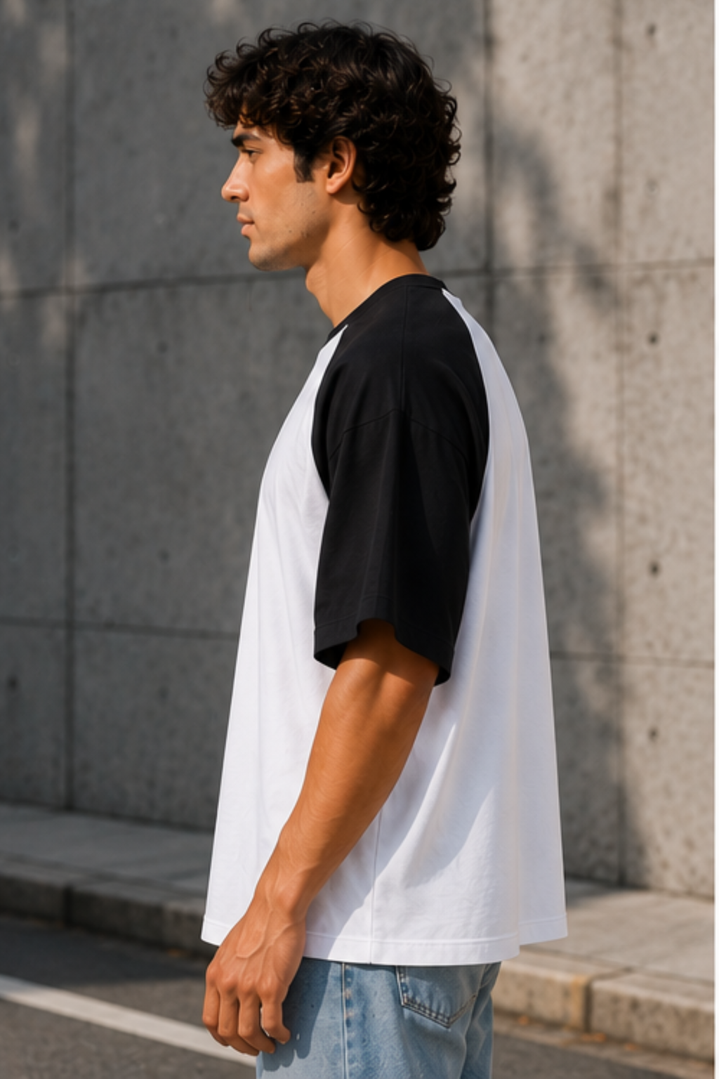 Black White Oversized Raglan T-Shirt