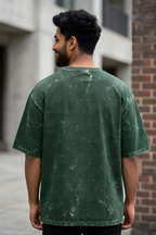 Bottle Green Acid Washed Oversized T-Shirt