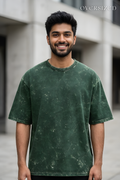 Bottle Green Acid Washed Oversized T-Shirt