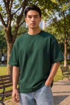 Bottle Green Terry Oversized T-Shirt