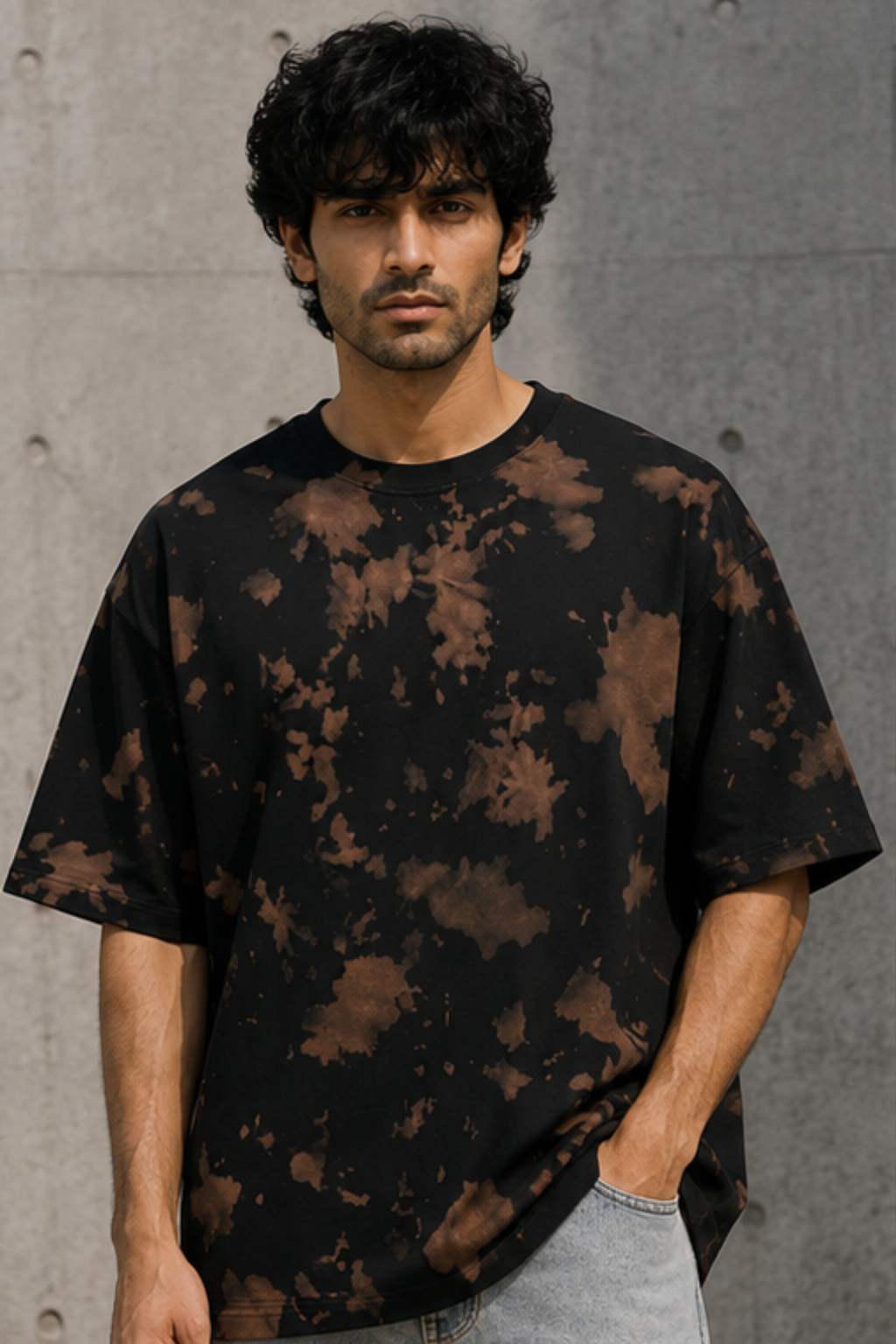 Brown Black Tie Dye Oversized T-Shirt