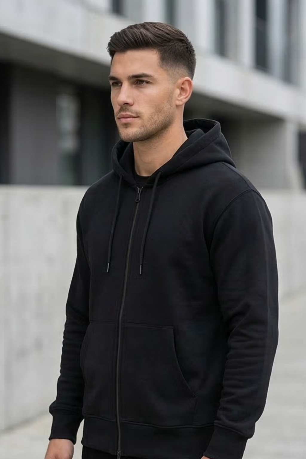 Black Zipper Hoodie