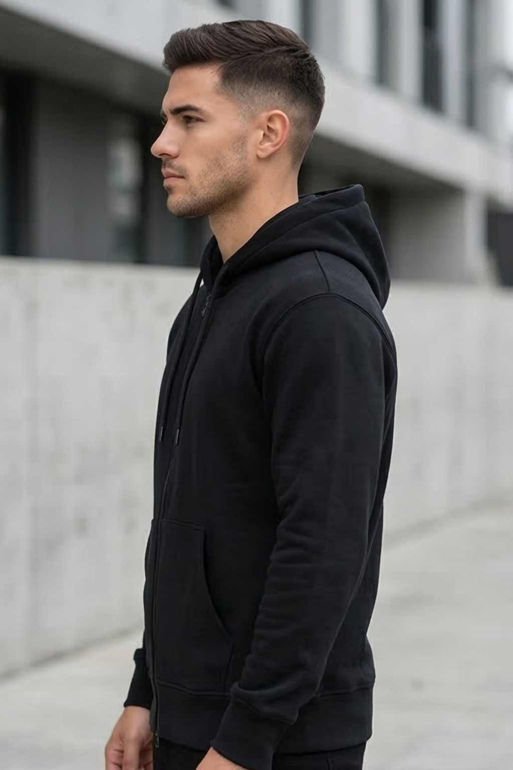 Black Zipper Hoodie
