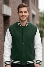 Bottle Green Varsity Jacket
