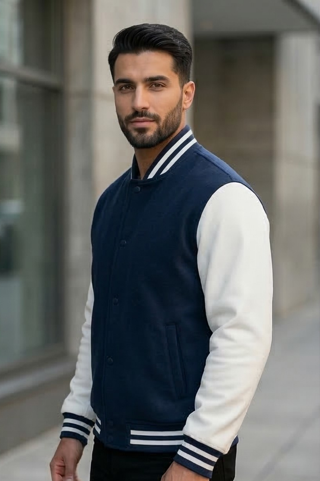 Navy Blue Varsity Jacket