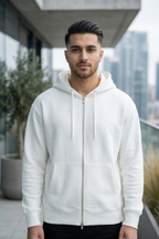 White Zipper Hoodie