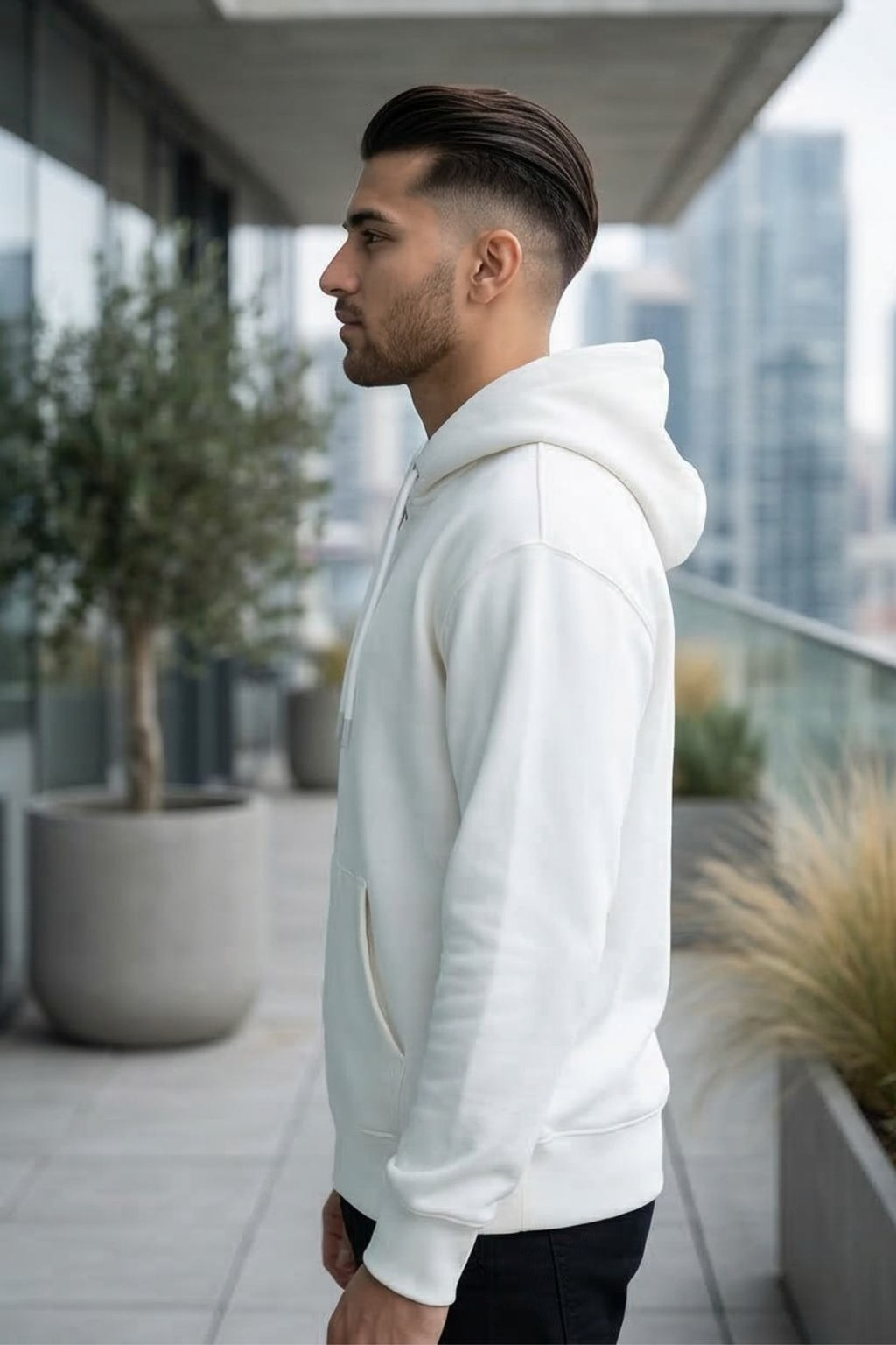 White Zipper Hoodie