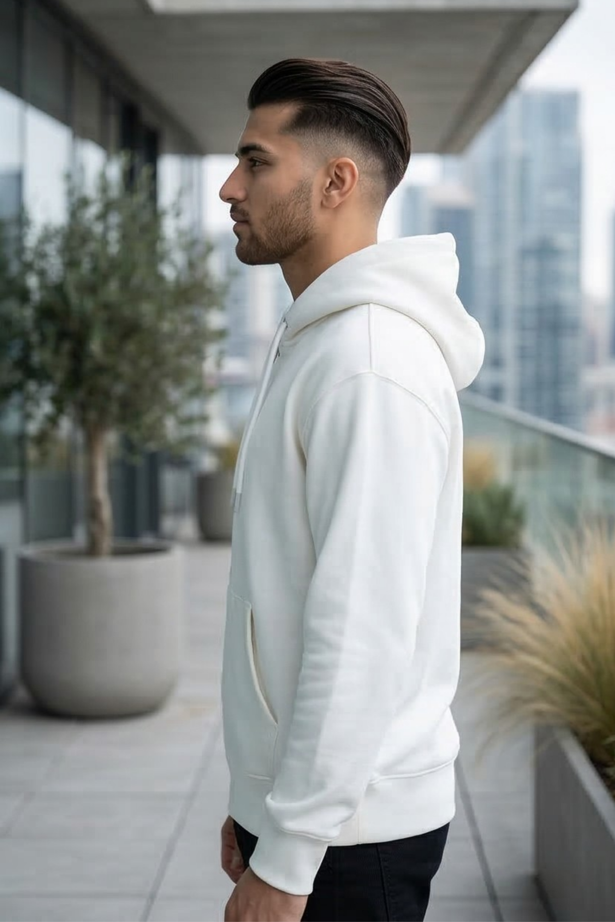 White Zipper Hoodie