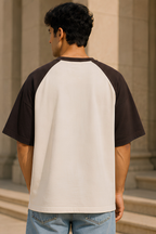 Coffee Brown Off White Oversized Raglan T-Shirt
