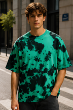 Green Black Tie Dye Oversized T-Shirt