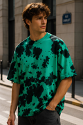 Green Black Tie Dye Oversized T-Shirt