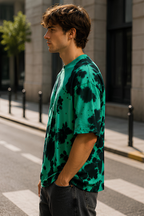 Green Black Tie Dye Oversized T-Shirt