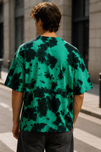 Green Black Tie Dye Oversized T-Shirt