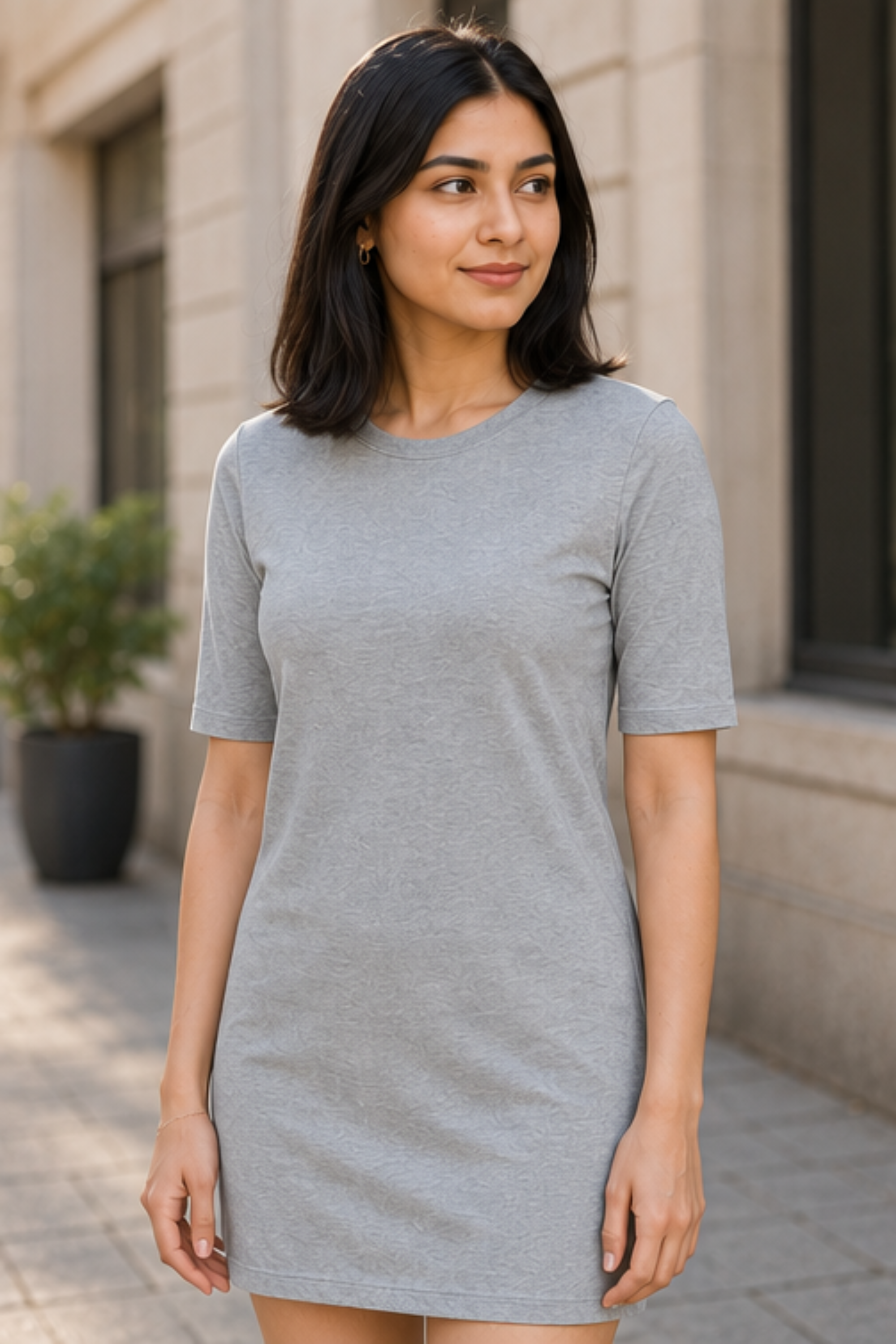 Grey Melange T-Shirt Dress