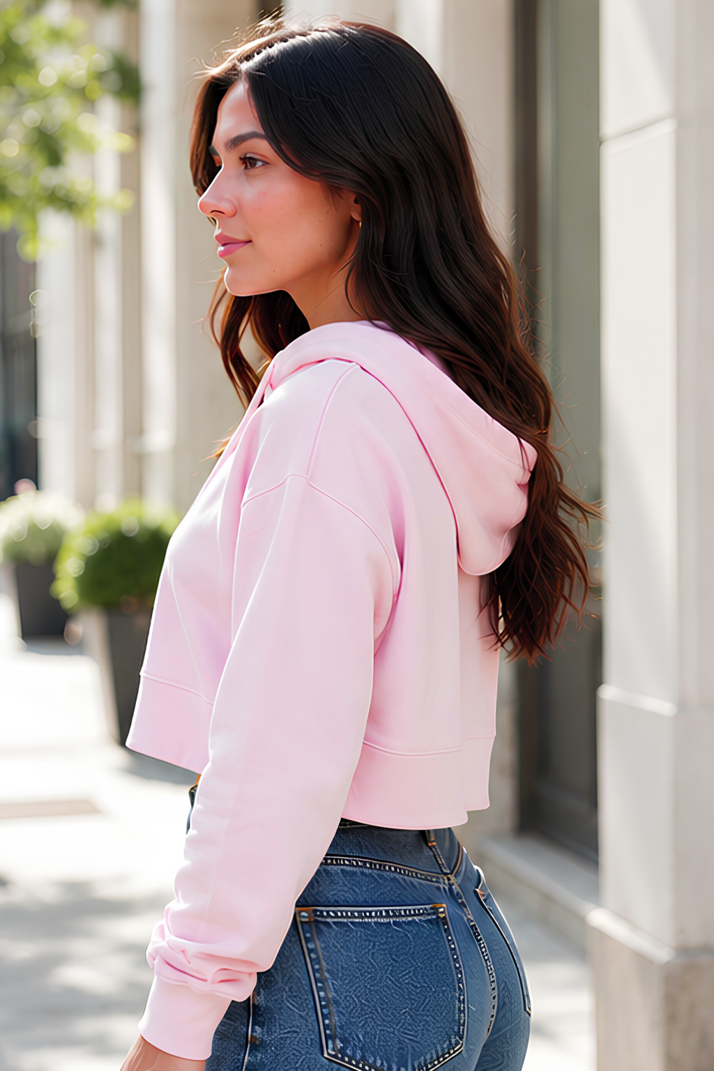 Light Baby Pink Female Cropped Hoodie