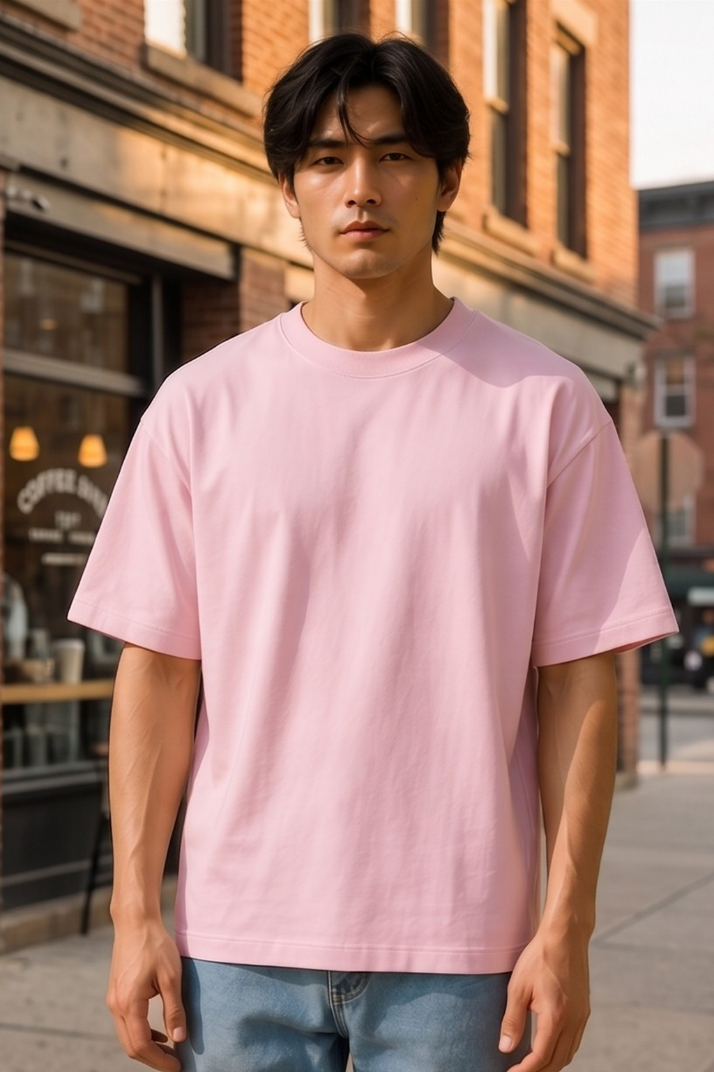 Light Baby Pink Terry Oversized T-Shirt