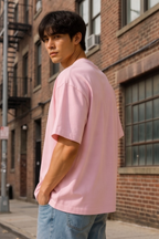 Light Baby Pink Terry Oversized T-Shirt