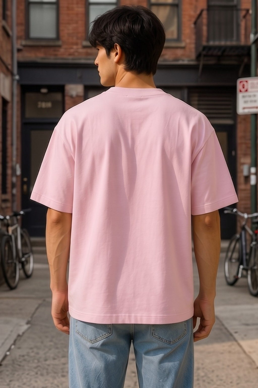 Light Baby Pink Terry Oversized T-Shirt