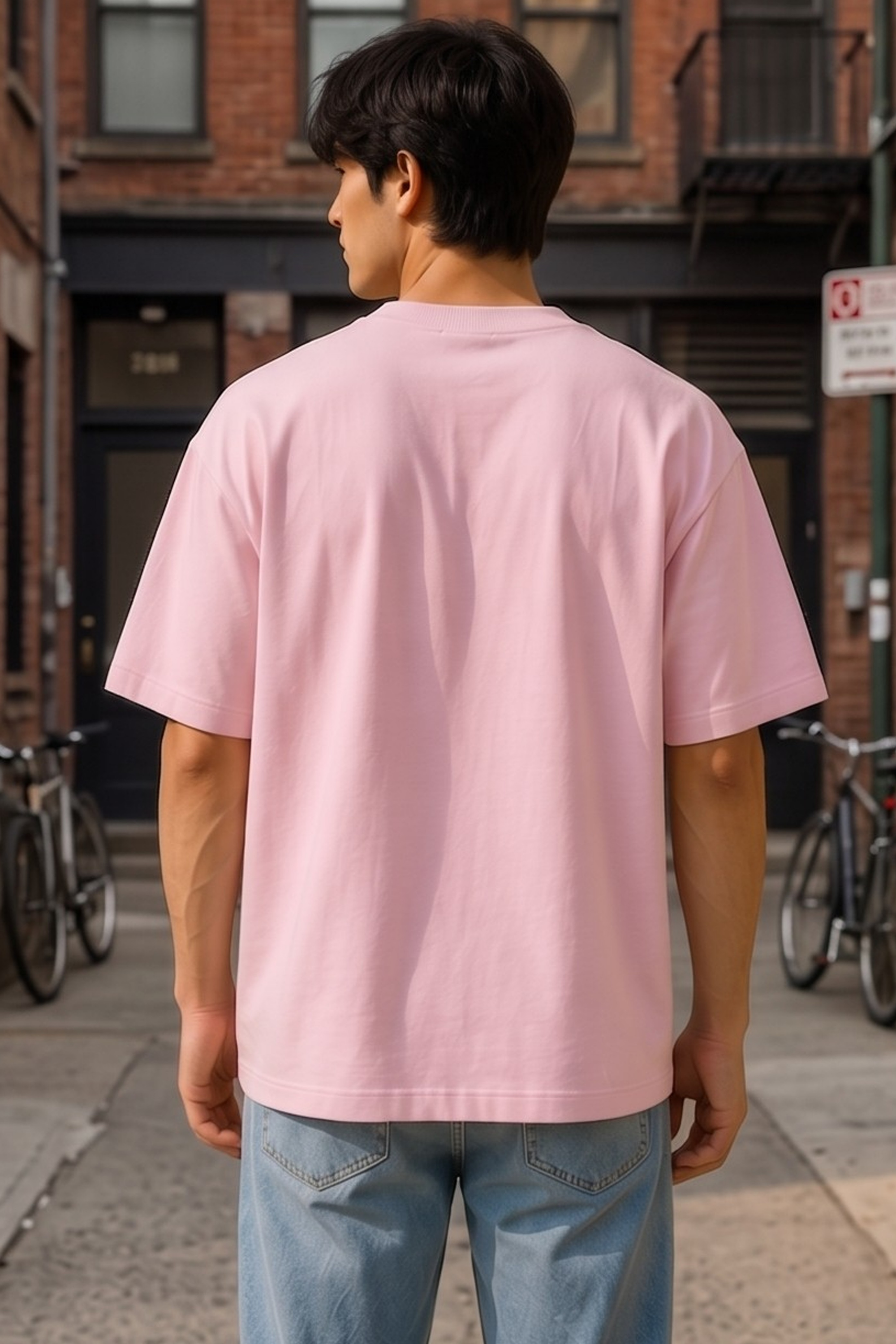 Light Baby Pink Terry Oversized T-Shirt