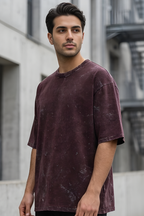 Maroon Acid Washed Oversized T-Shirt