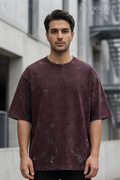 Maroon Acid Washed Oversized T-Shirt