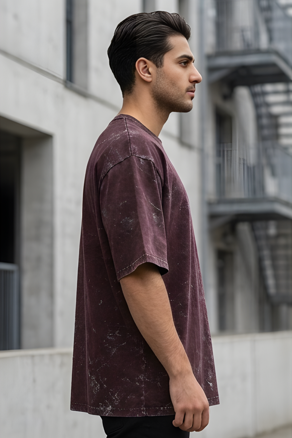 Maroon Acid Washed Oversized T-Shirt