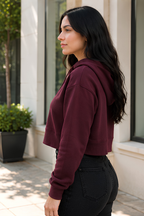 Maroon Female Cropped Hoodie