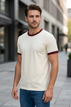 Maroon Off White Ringer T-Shirt