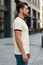Maroon Off White Ringer T-Shirt