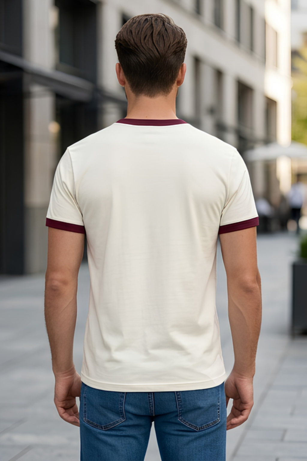 Maroon Off White Ringer T-Shirt
