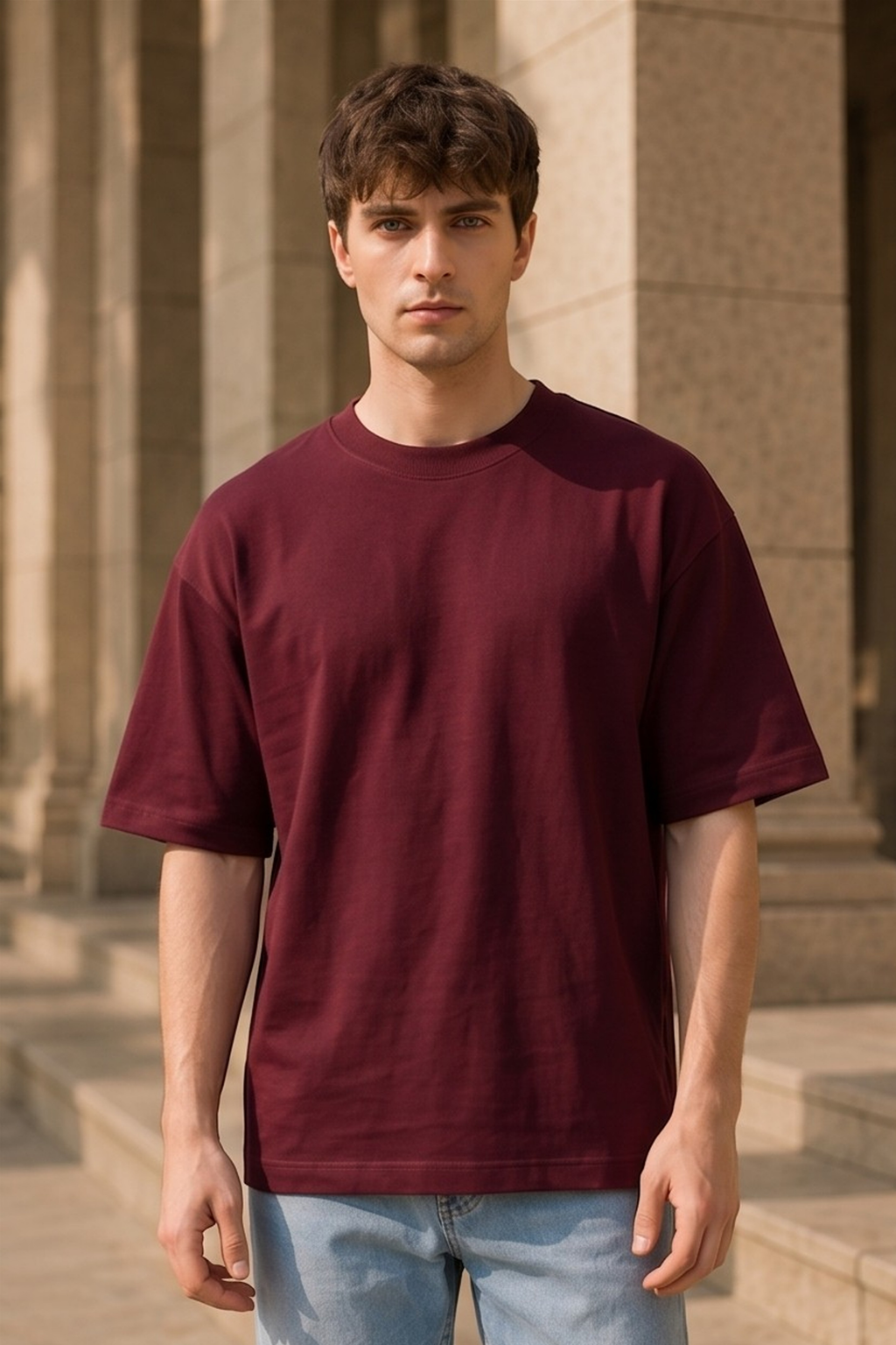 Maroon Terry Oversized T-Shirt