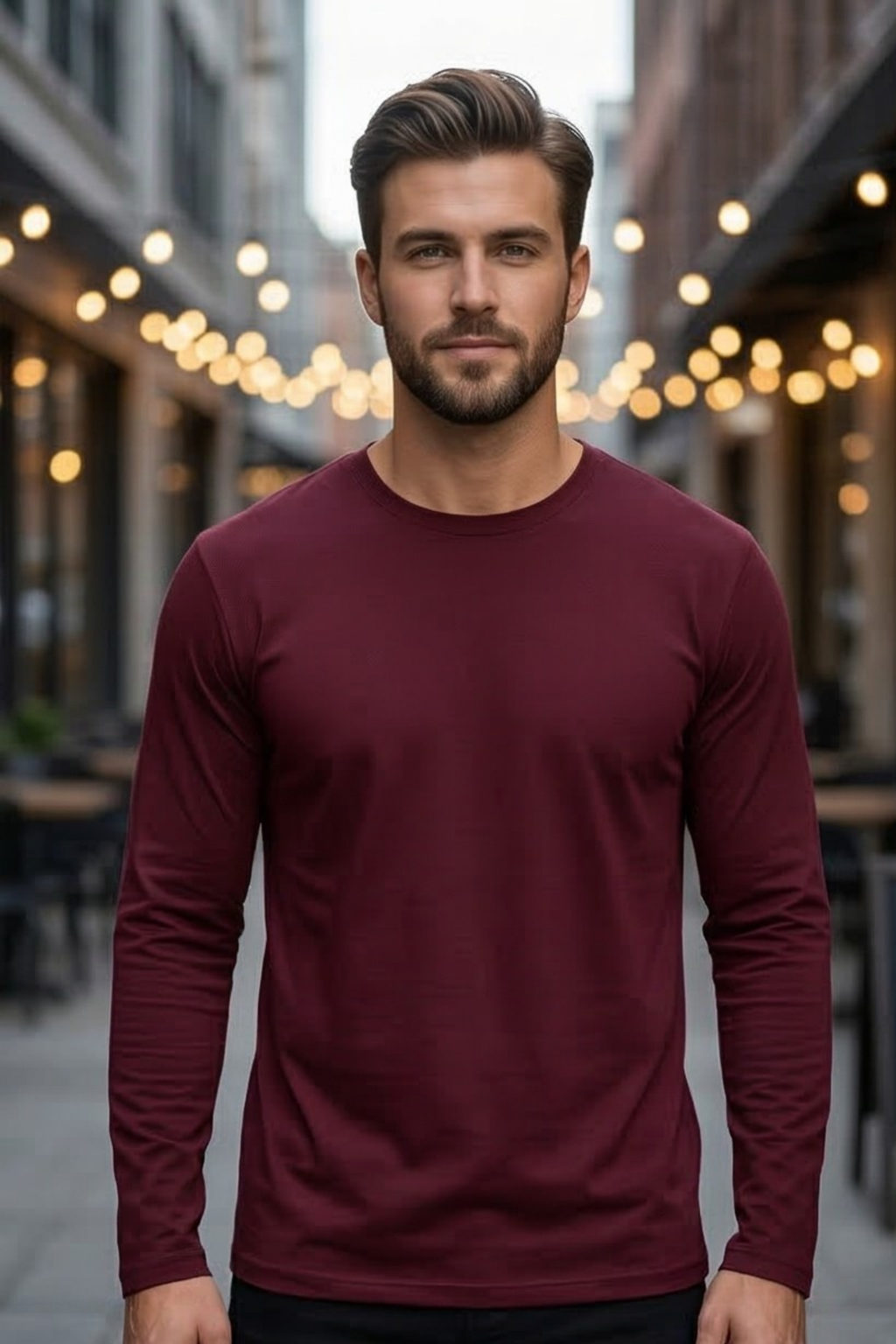 Maroon Men's Full Sleeve T-Shirt