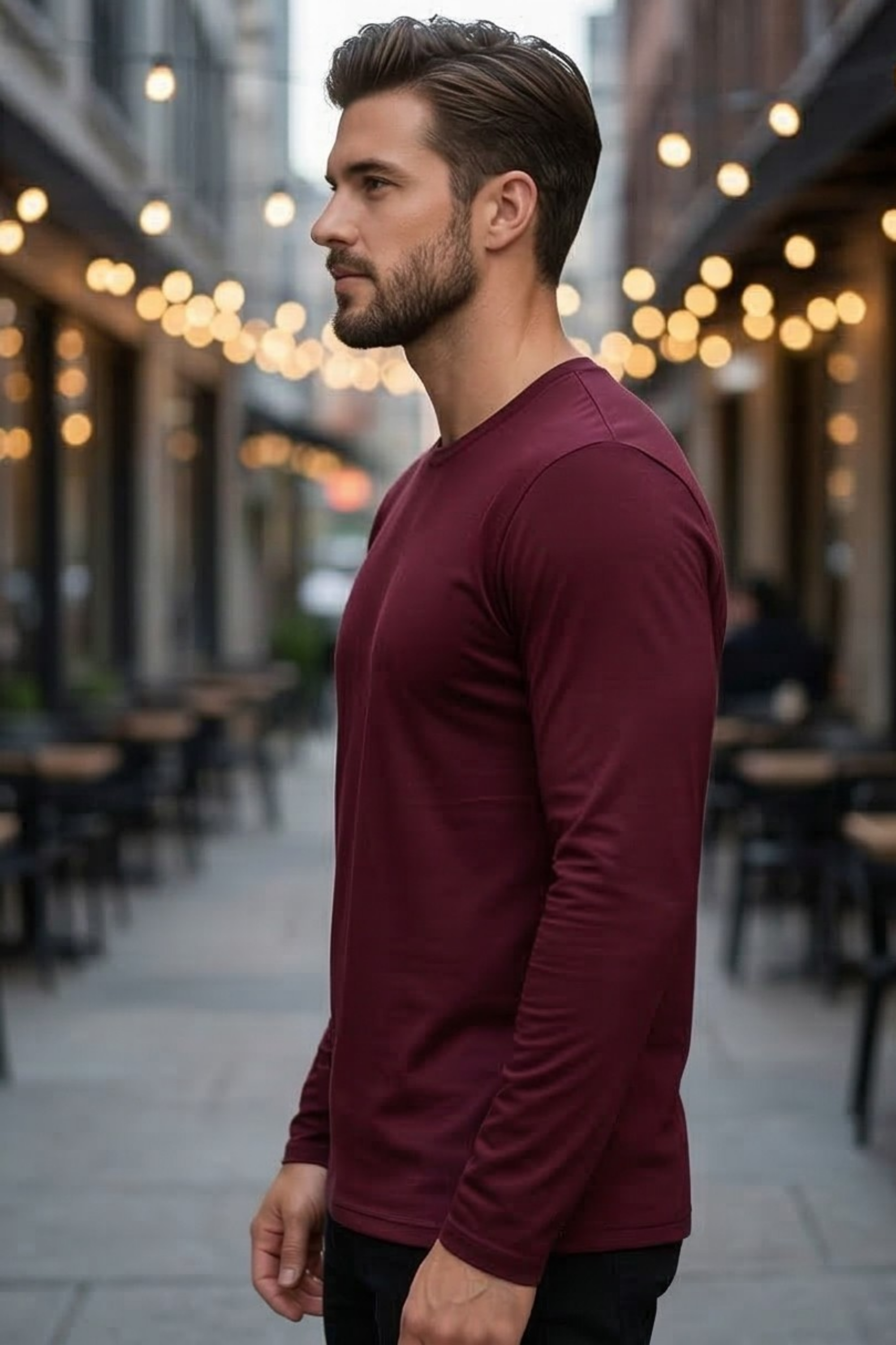 Maroon Men's Full Sleeve T-Shirt