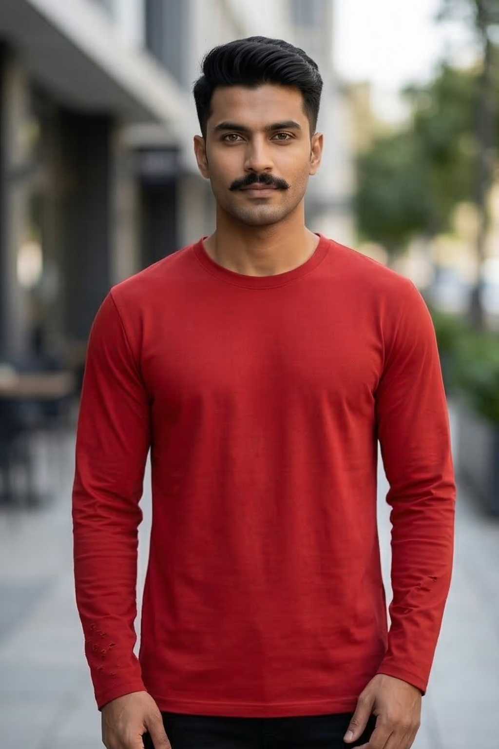 Red Men's Full Sleeve T-Shirt