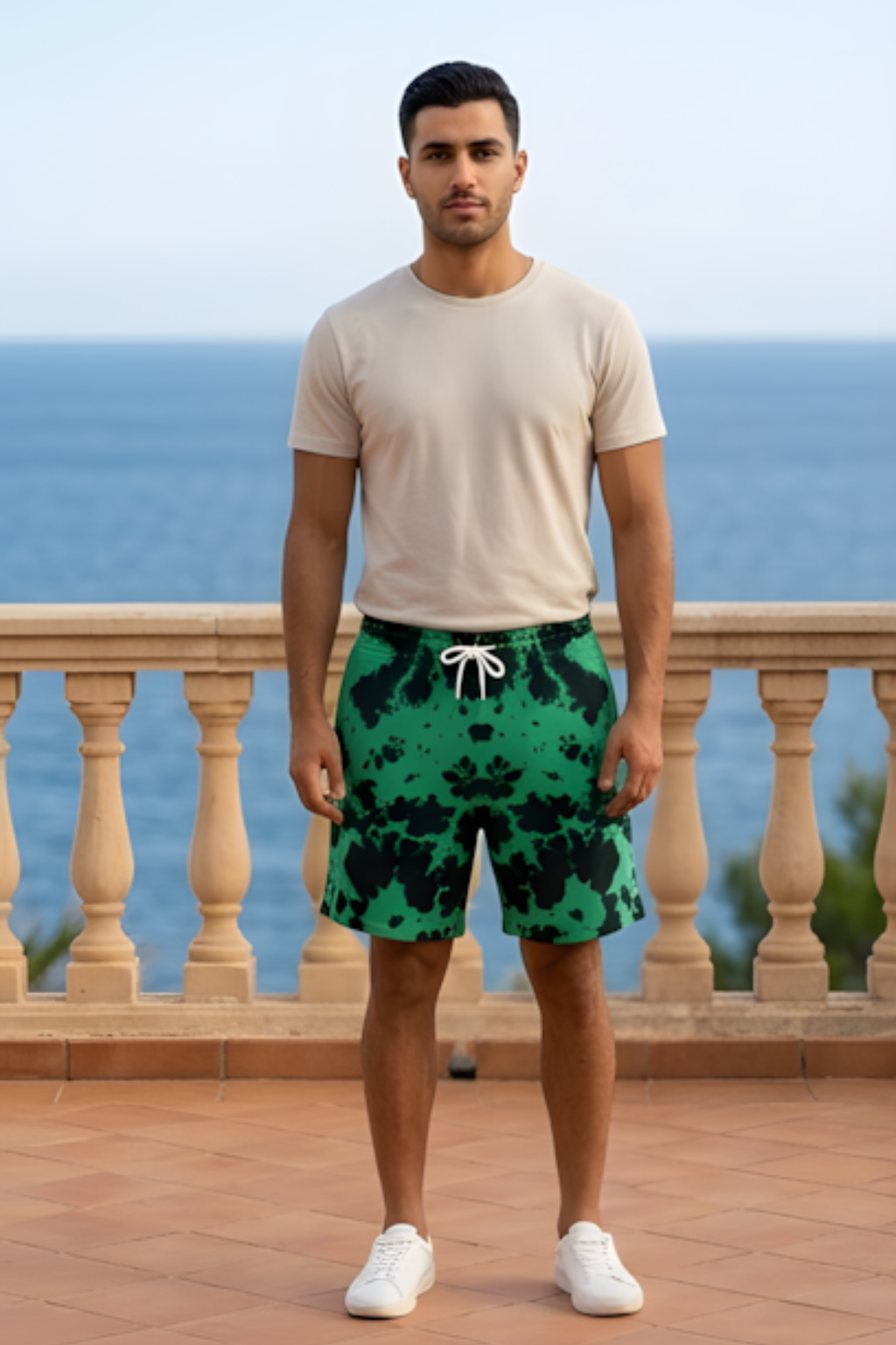 Green Black Tie Dye Shorts