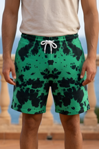 Green Black Tie Dye Shorts