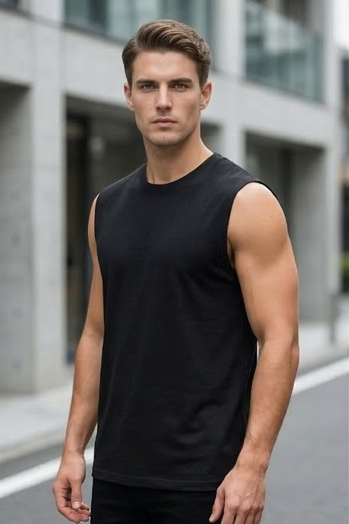 Black Men's Sleeveless T-Shirt
