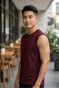 Maroon Men's Sleeveless T-Shirt