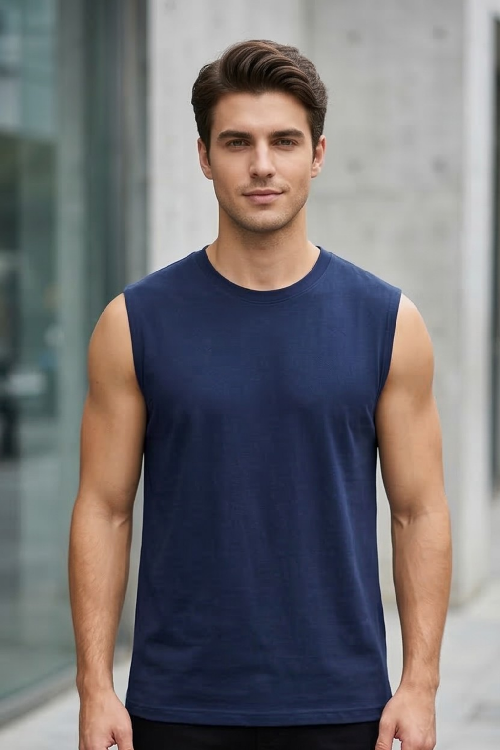Navy Blue Men's Sleeveless T-Shirt