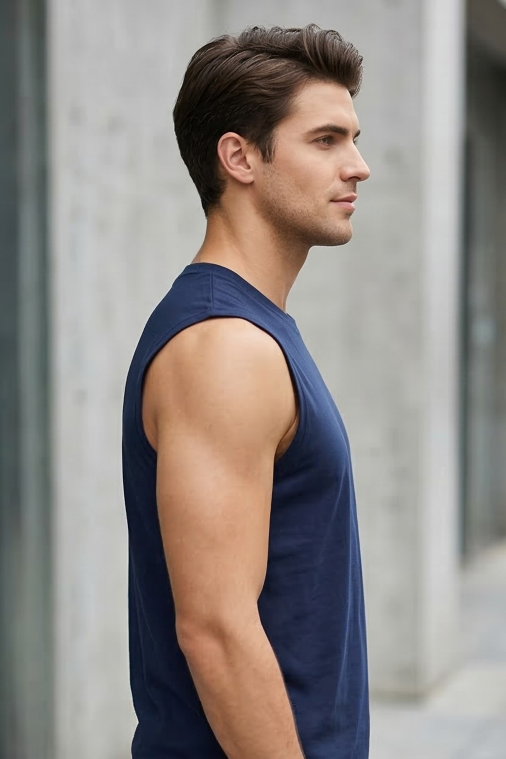 Navy Blue Men's Sleeveless T-Shirt