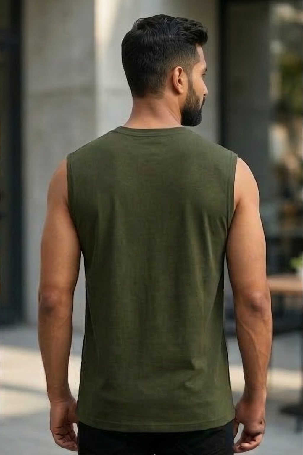 Olive Green Men's Sleeveless T-Shirt