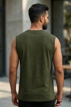 Olive Green Men's Sleeveless T-Shirt