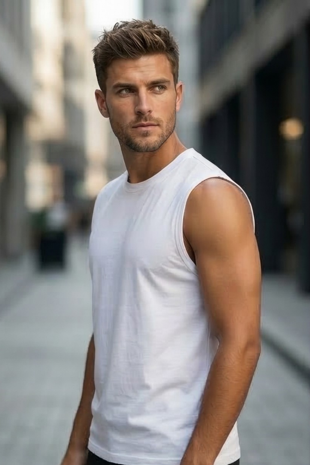 White Men's Sleeveless T-Shirt