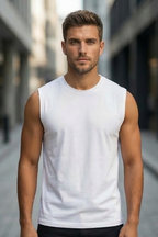 White Men's Sleeveless T-Shirt