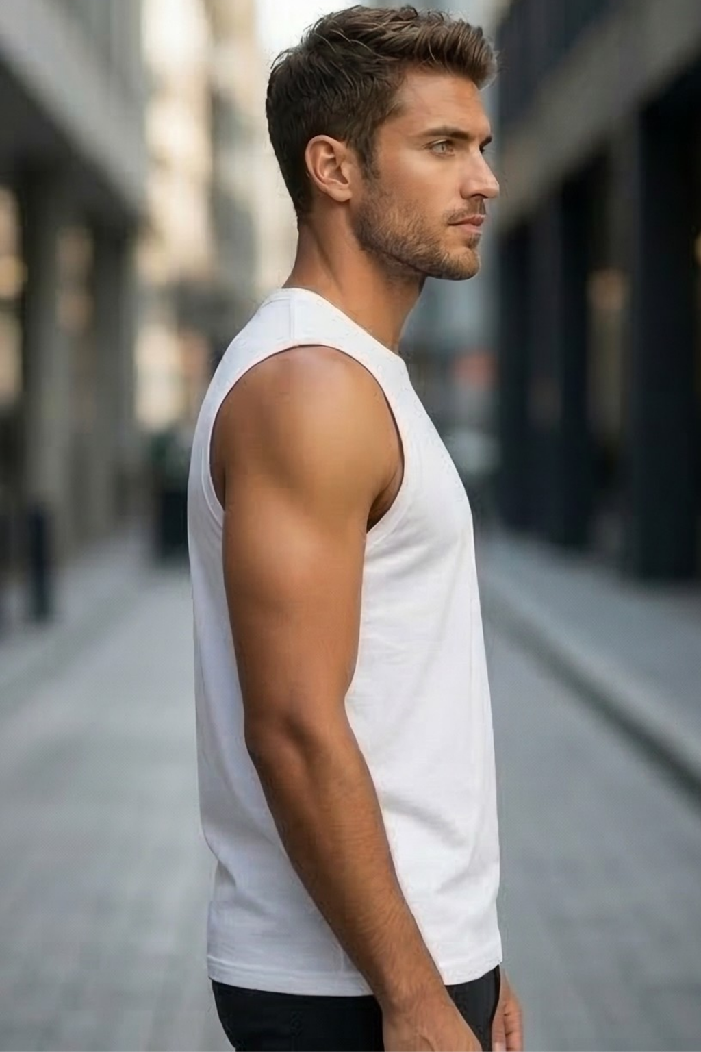 White Men's Sleeveless T-Shirt