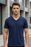 Navy Blue V Neck T-Shirt